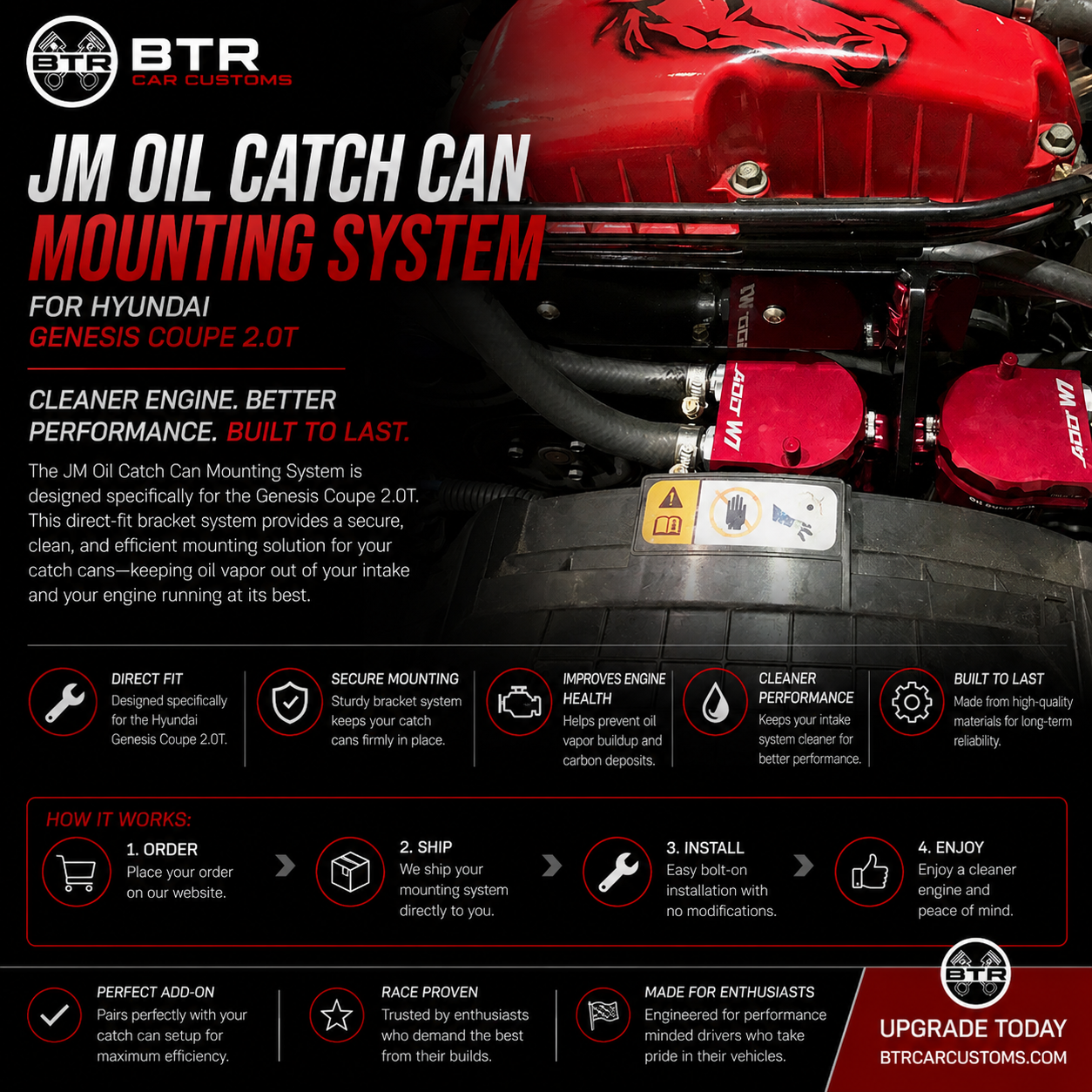 JM Oil Catch Can Mounting System for Hyundai Genesis Coupe 2.0T