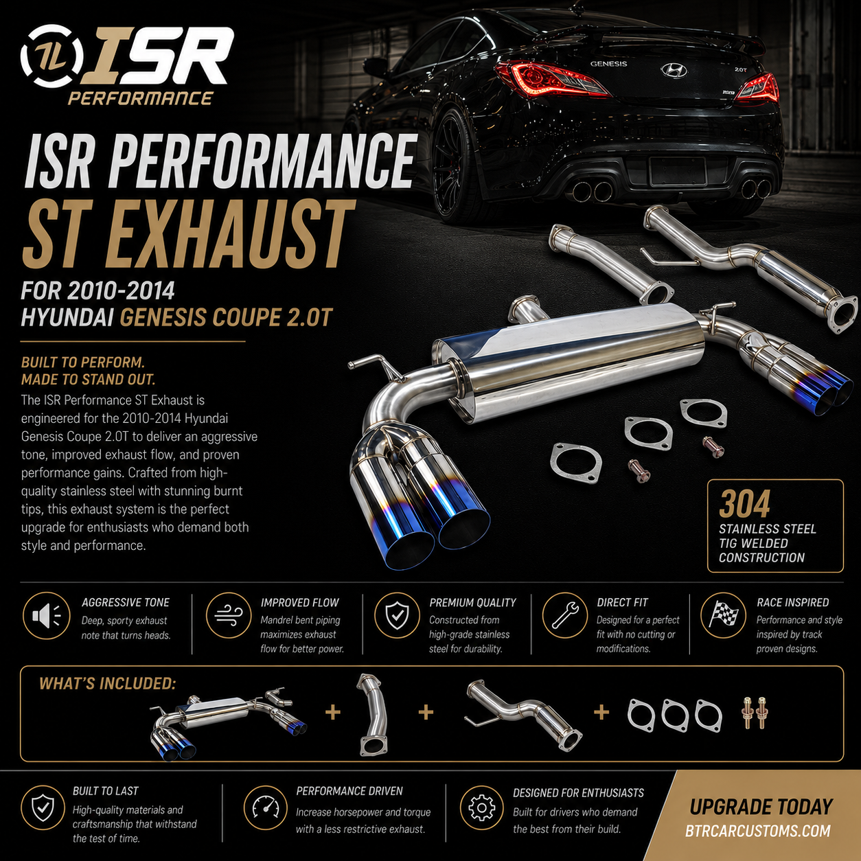 ISR Performance ST Exhaust - 10-14 Hyundai Genesis Coupe 2.0T