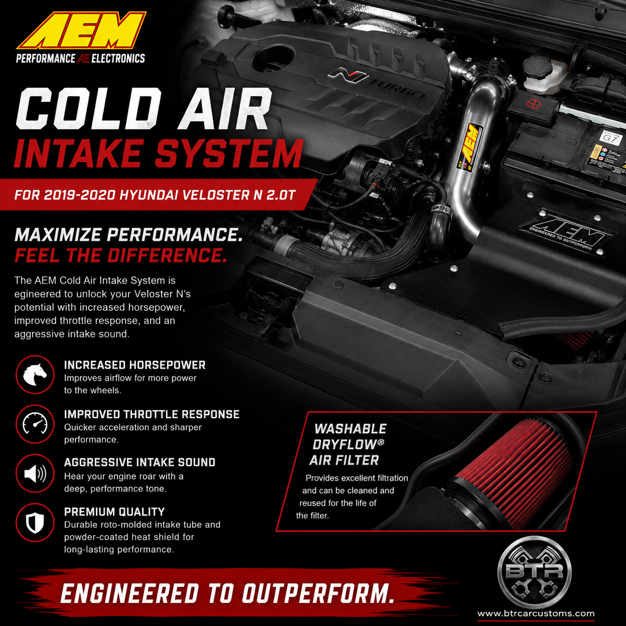AEM C.A.S 19-20 Hyundai Veloster N 2.0T F/I Cold Air Intake System