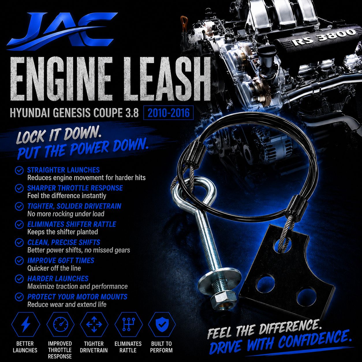 JAC Engine Leash | 2010–2016 Hyundai Genesis Coupe 3.8L-thumbmail-1