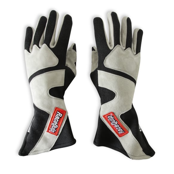 RaceQuip SFI-5 Gray/Black XL Long Angle Cut Glove (358606RQP), manufacturer product view 1