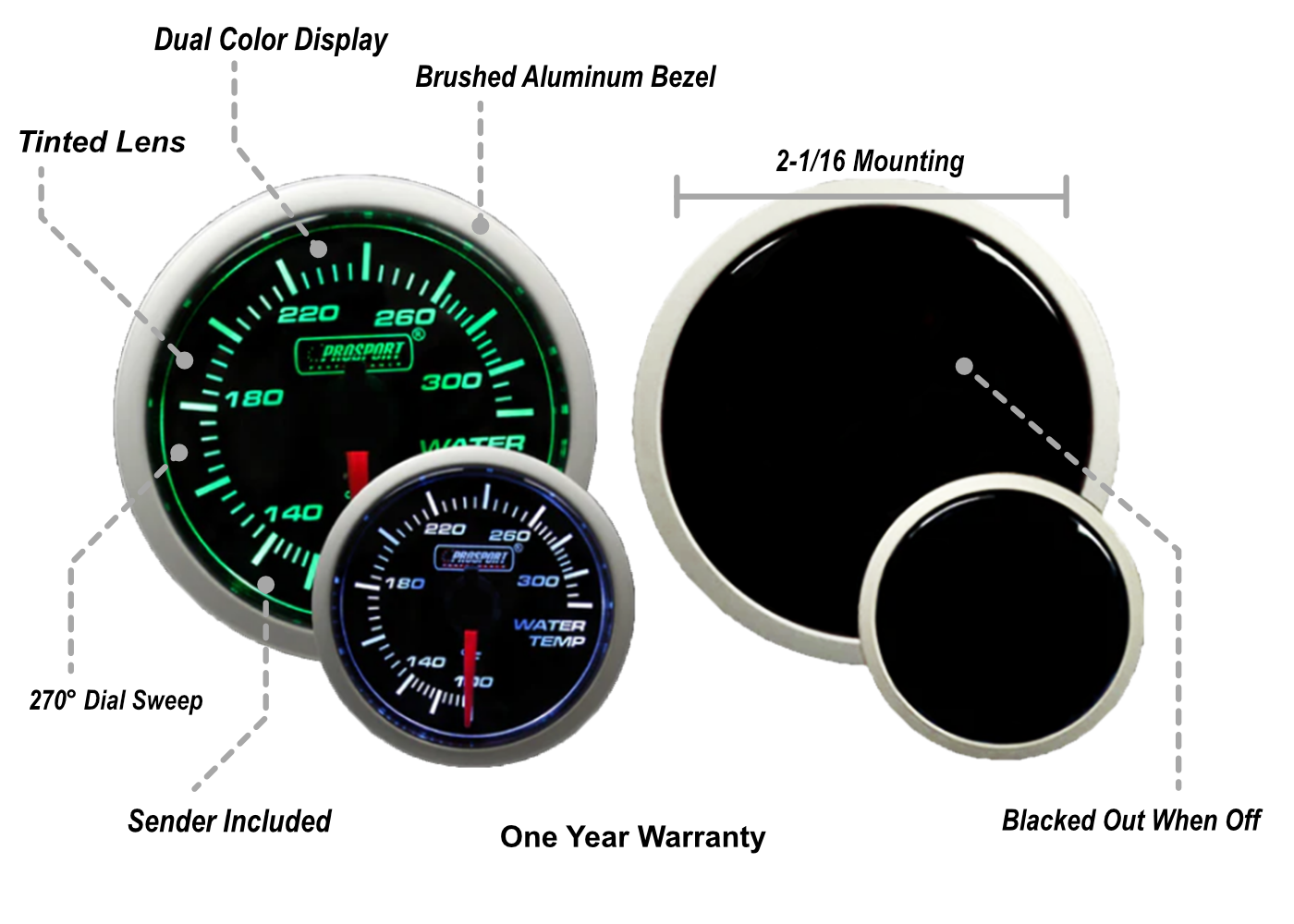 2-1/16" Green/White Water Temperature Gauge-thumbmail-2