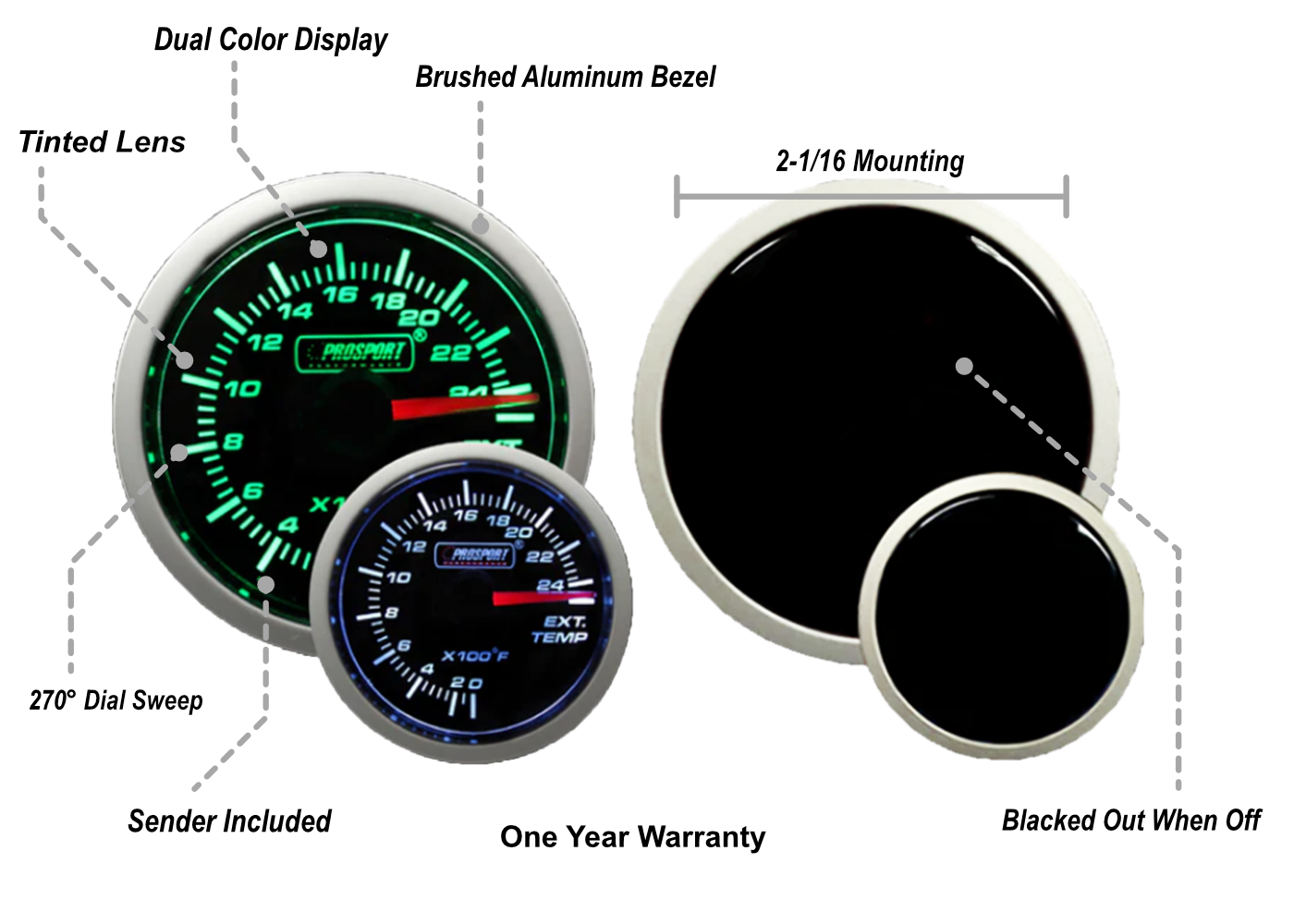 2-1/16" Green/White Exhaust Gas Temperature Gauge-thumbmail-2