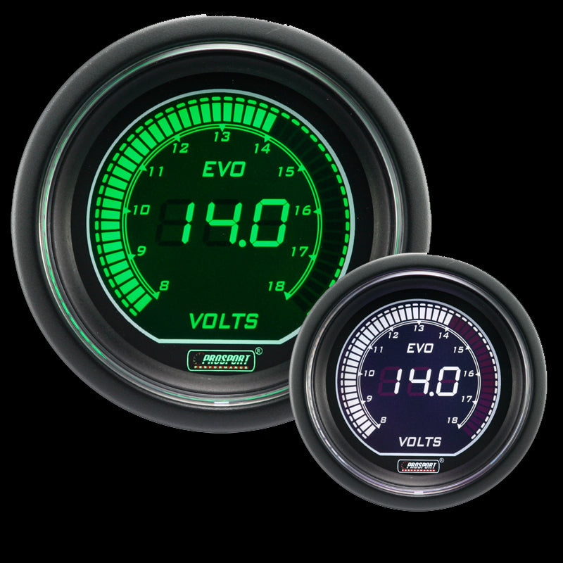 2-1/16" Evo Electrical White Green Volt Gauge-thumbmail-4