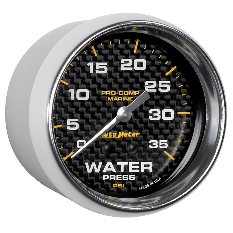 Autometer Marine Carbon Fiber Mechanical 2-5/8in 0-35PSI Water Pressure Gage-thumbmail-3