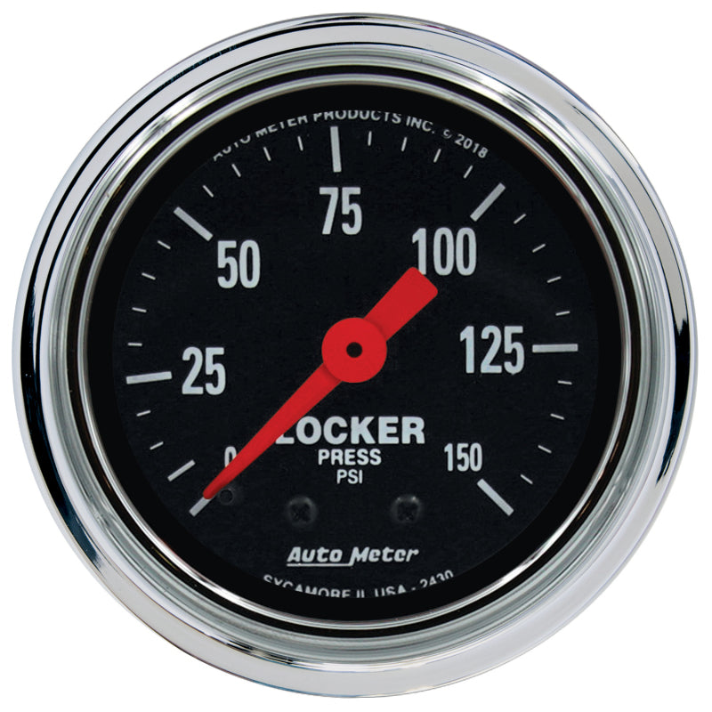 Autometer Traditional Chrome 2-1/16in 150 PSI Mechanical Air Locker Gauge-thumbmail-1