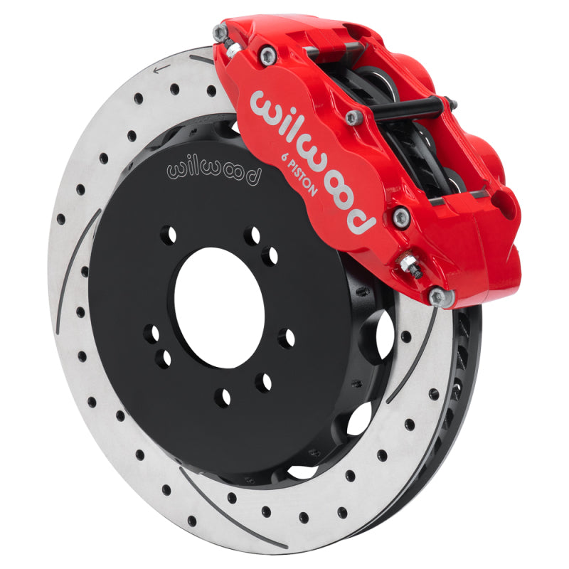 Wilwood 99-02 Nissan Skyline Superlite 6R Front BBK w/ 12.88in D/S Rotors & Flexlines - Red-thumbmail-1