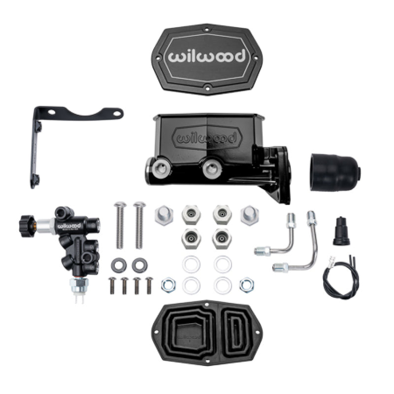 Wilwood MOPAR Compact Tandem M/C Kit w/ P-Valve 1.12in Bore - Black-thumbmail-1