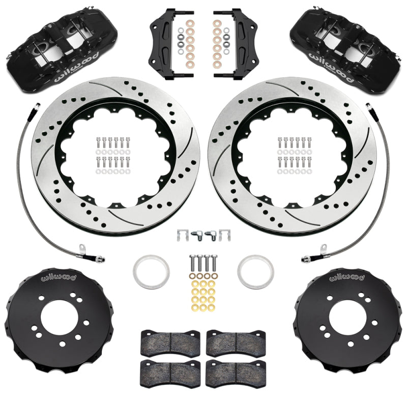 Wilwood 95-98 Nissan Skyline Aerolite 6R Front BBK w/ 14.00in D/S Rotors & Flexlines - Black-thumbmail-1
