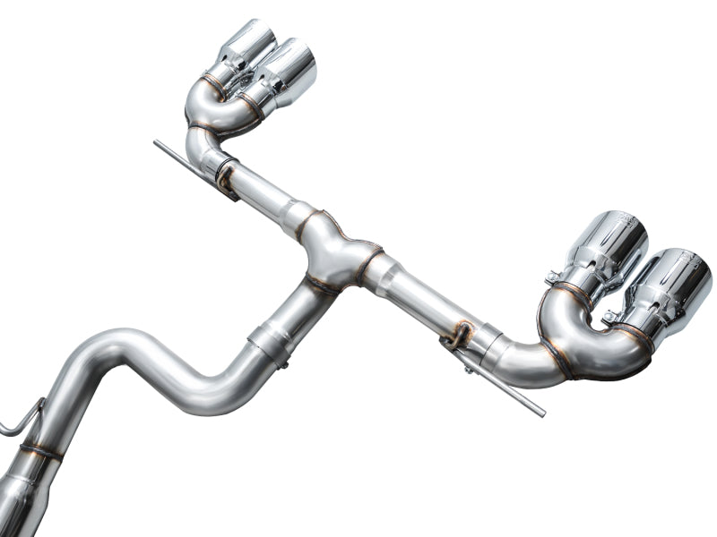 AWE MK8 Volkswagen Golf R 3in Track Edition Quad Exhaust - Chrome Silver Tips-thumbmail-14