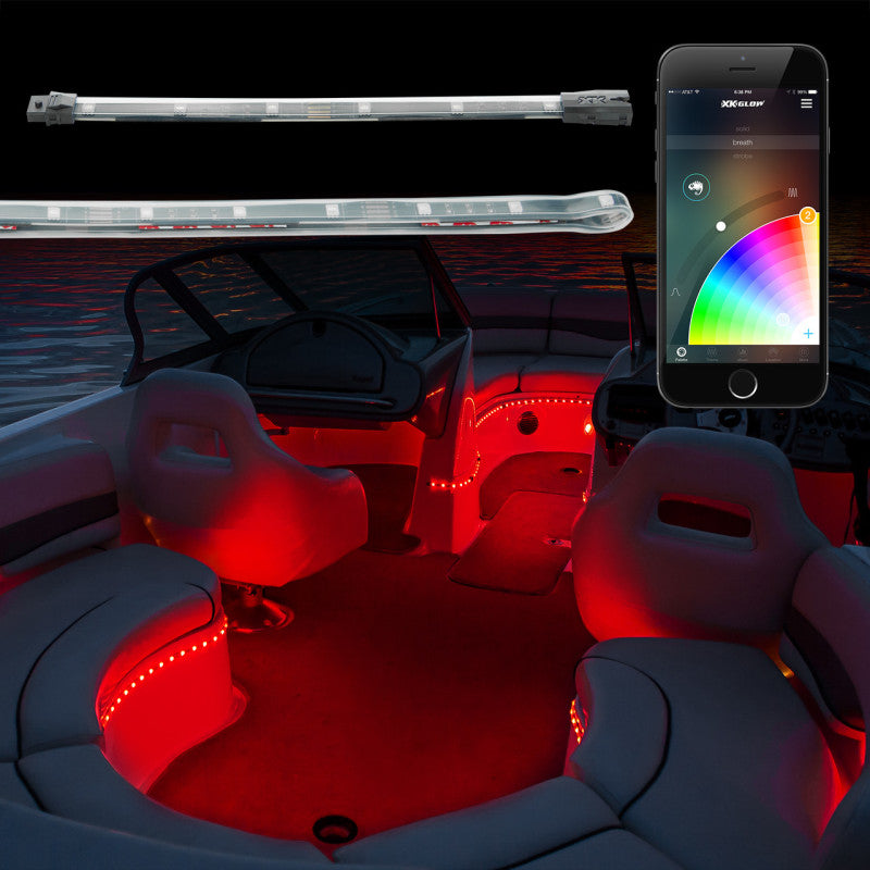 XK Glow XKchrome Boat Strip Advanced Kit w/ Dual-Mode Dash Mount Controller 6x36In + 6x9In-thumbmail-1
