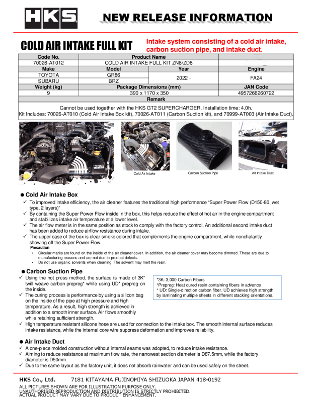 HKS Subaru ZN8/ZD8 Cold Air Intake Full Kit-thumbmail-2