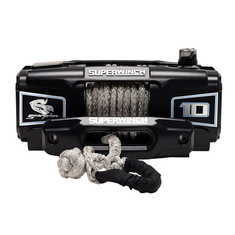 Superwinch 10000 LBS 12V DC 3/8in x 54ft Synthetic Rope Scorpion 10000SR Winch - Black Powdercoat-thumbmail-4