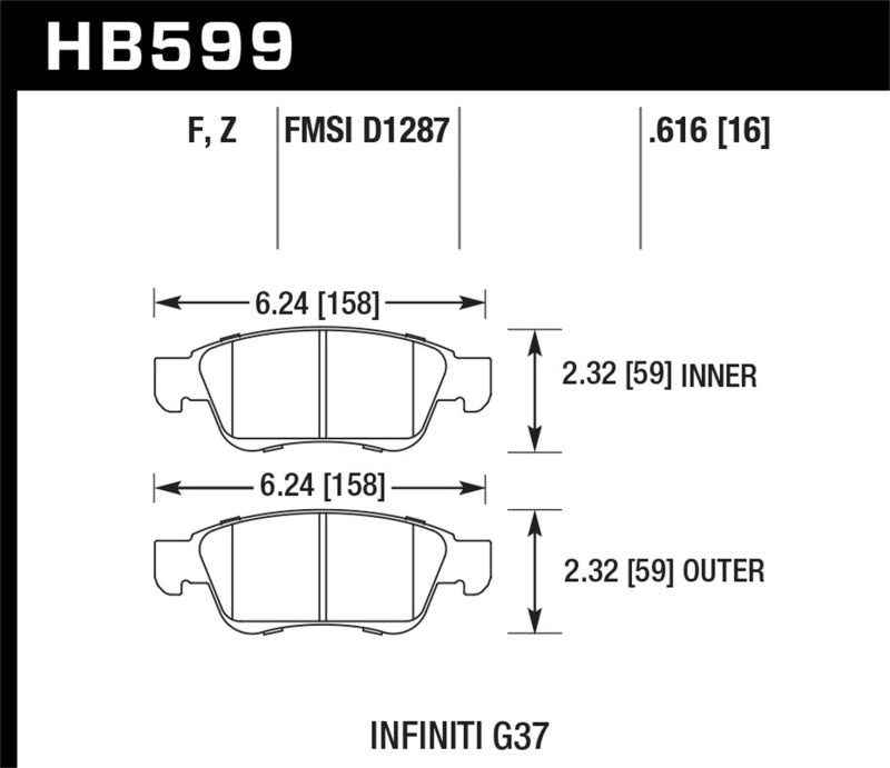 Hawk 14-15 Infiniti Q60 HPS 5.0 Front Brake Pads-thumbmail-1