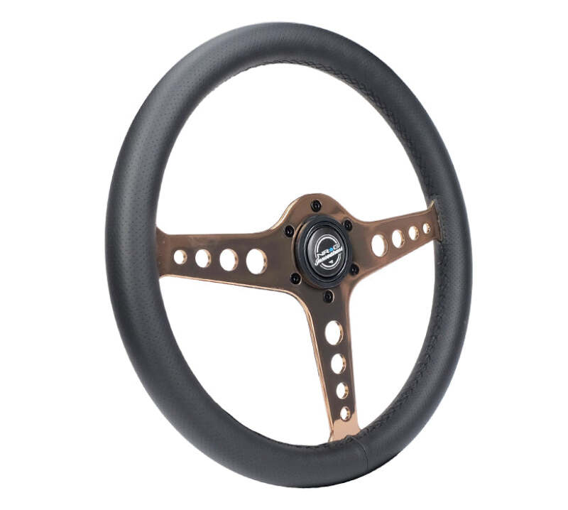 NRG Light Weight Gaming Steering Wheel - Driftz 350mm 3 Rose Gold Spokes Perforated Leather-thumbmail-3