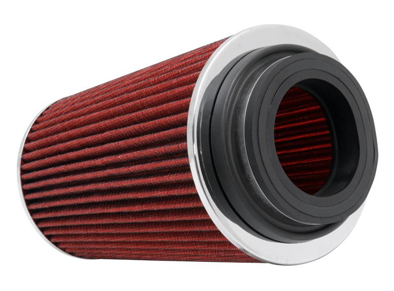 K&N Universal Air Filter Chrome Round Tapered Red -4in Flange ID x 1.125in Flange Length x 5.5in H-thumbmail-2