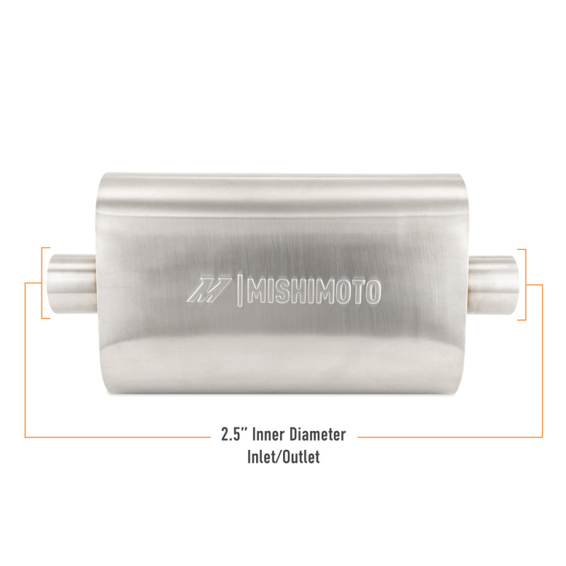 Mishimoto Universal Muffler with 2.5in Center Inlet/Outlet - Brushed-thumbmail-3