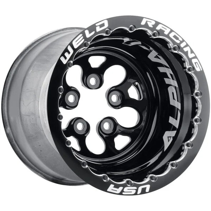 Weld Alpha-1 15x13 / 5x4.75 BP / 2in BS Black Wheel - Black Double Beadlock-thumbmail-1