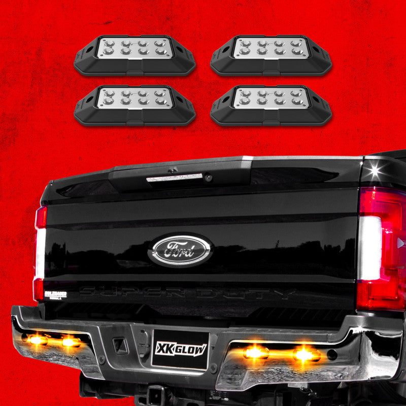 XK Glow Strobe Pod Lights w/ Traffic Modes Ultra Bright LEDs Multiple Modes + Solid On - Amber 4pc-thumbmail-2