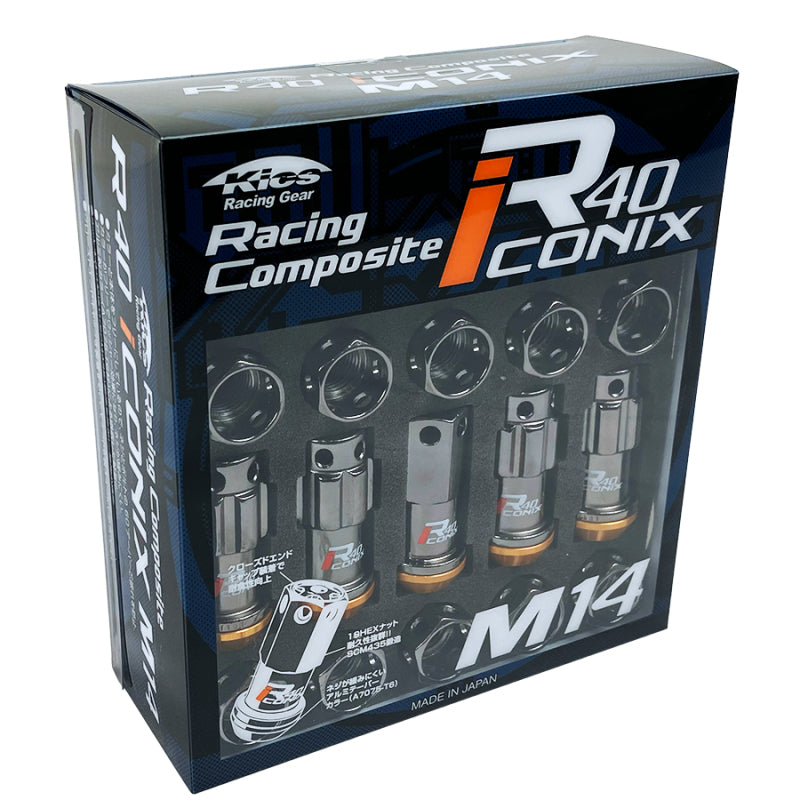 Project Kics R40 Iconix 14x1.50 Classical Lock & Lug Nuts 16+4 (Gold Cap)-thumbmail-1