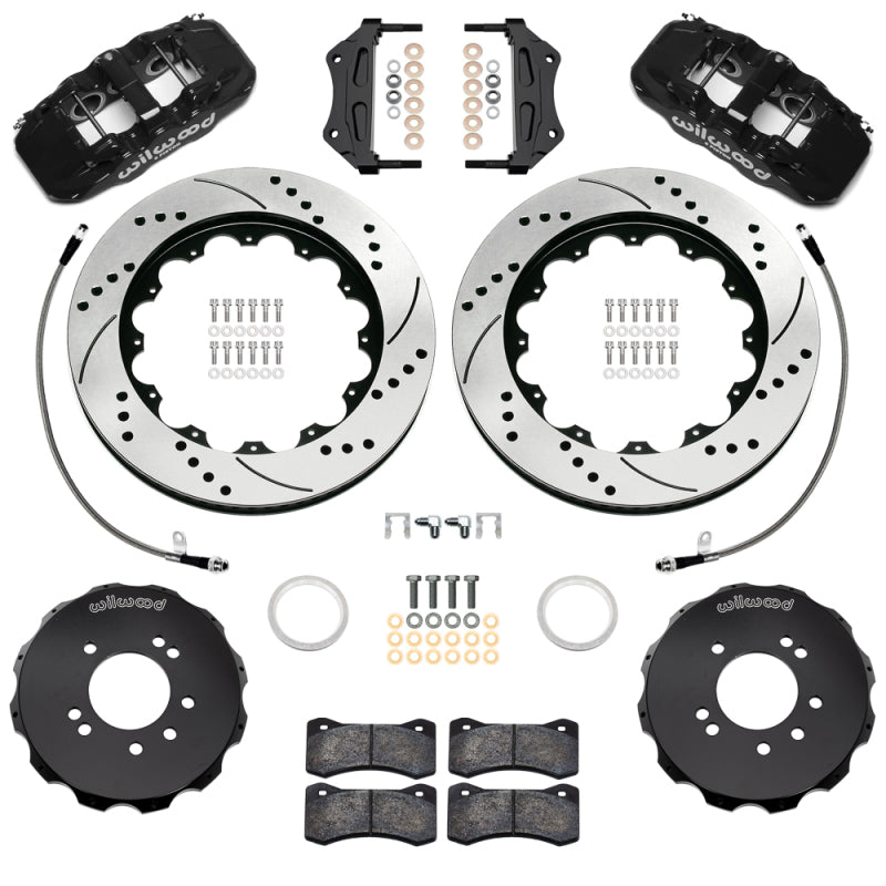 Wilwood 99-02 Nissan Skyline Aerolite 6R Front BBK w/ 14.00in D/S Rotors & Flexlines - Black-thumbmail-1