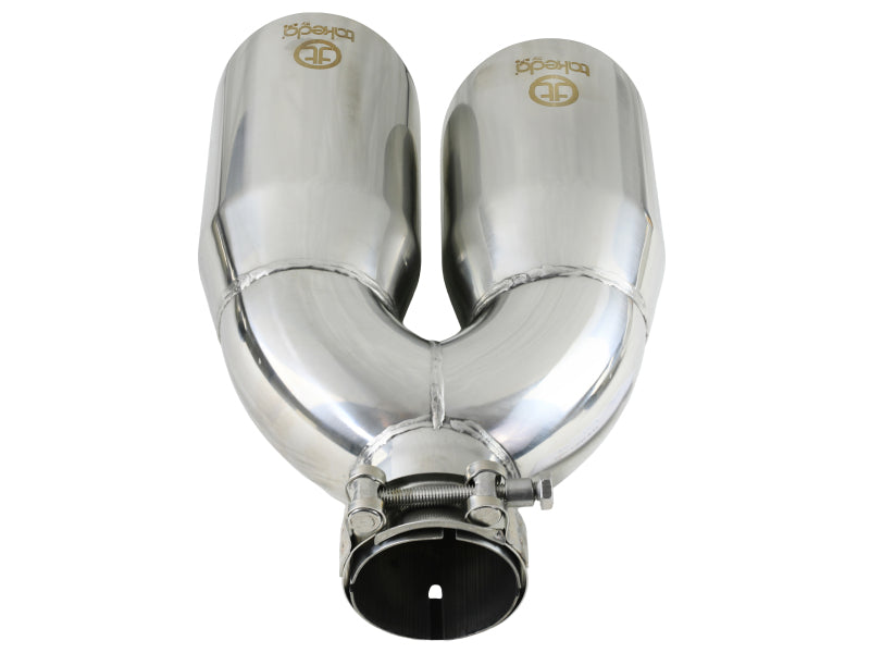 aFe Takeda 2.5in 304 Stainless Steel Clamp-on Exhaust Tip Drivers Side 2.5in Inlet 4inDual- Polished-thumbmail-4