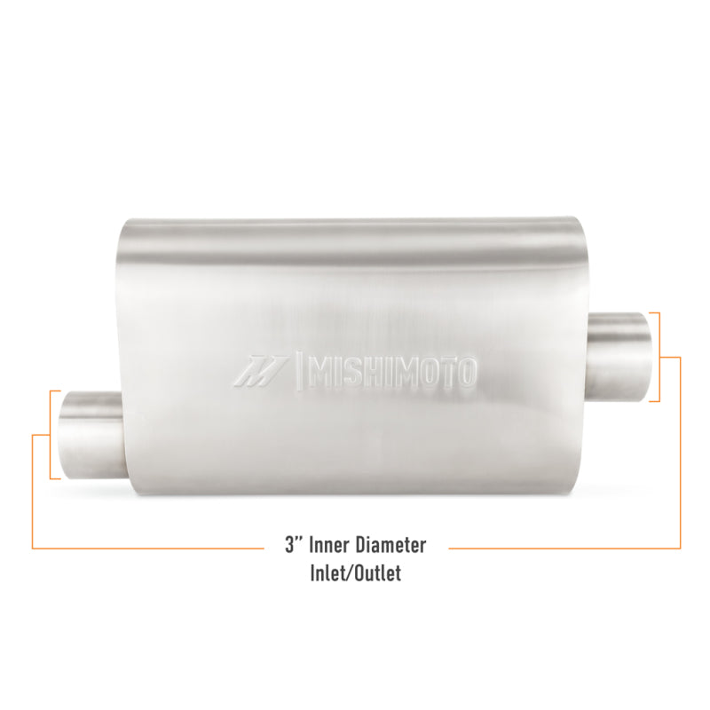Mishimoto Universal Muffler with 3.0in Offset Inlet/Outlet - Brushed-thumbmail-4