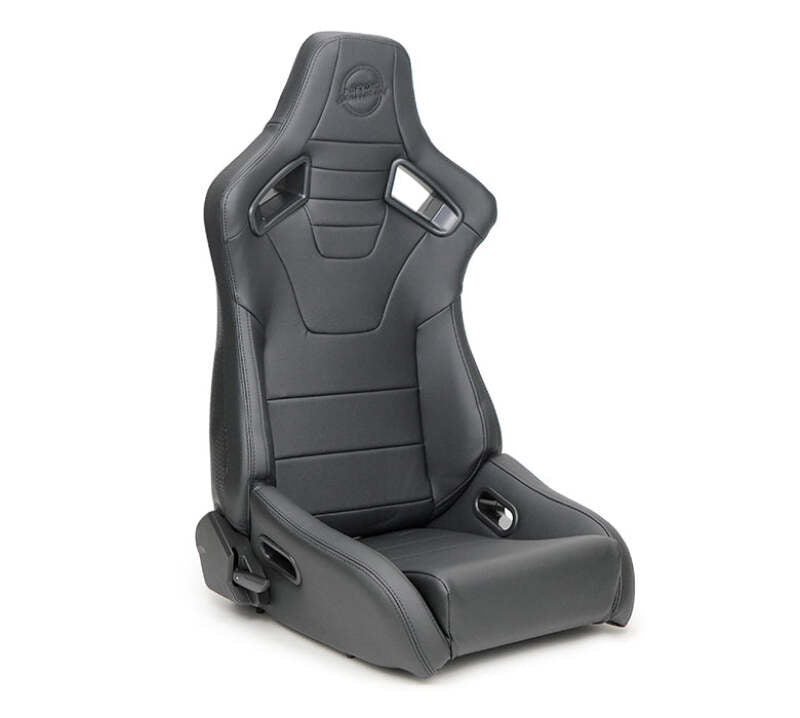 NRG Omega Reclinable Racing Seat (Pair) Black with Black Carbon Vinyl Back-thumbmail-1