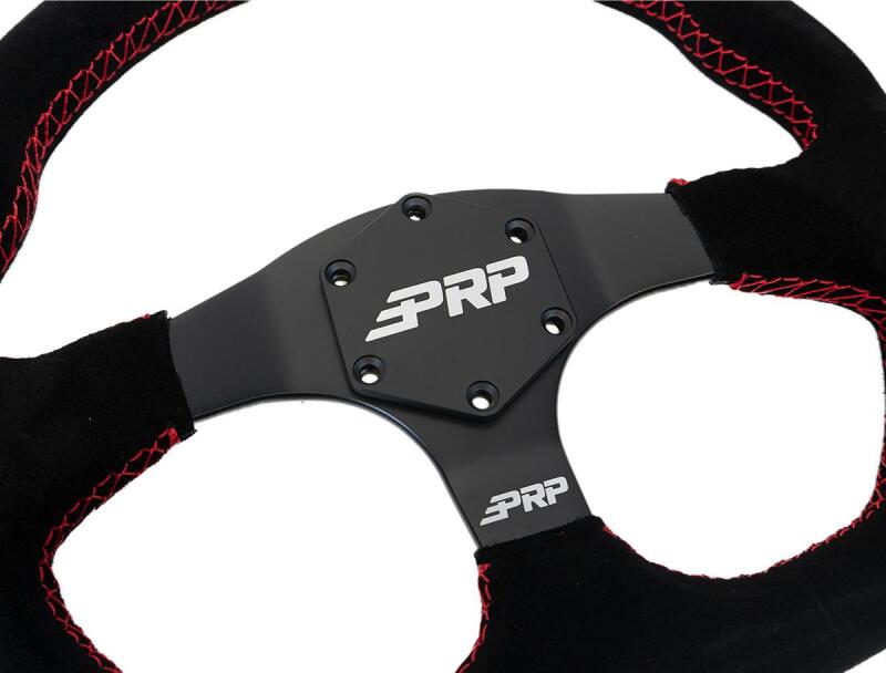 PRP Suede D-Shape Steering Wheel - Red-thumbmail-4