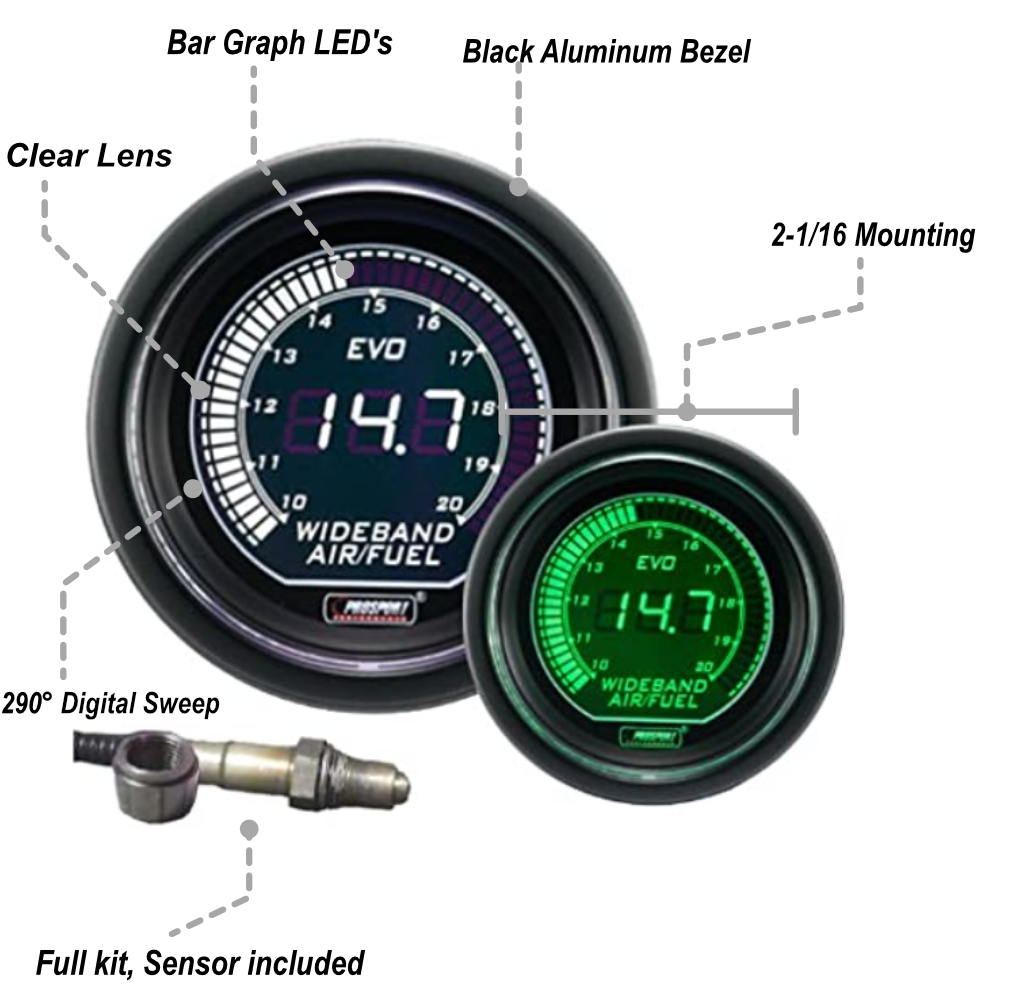 2-1/16" EVO Wideband White/Green Digital Air Fuel Ratio kit--thumbmail-3