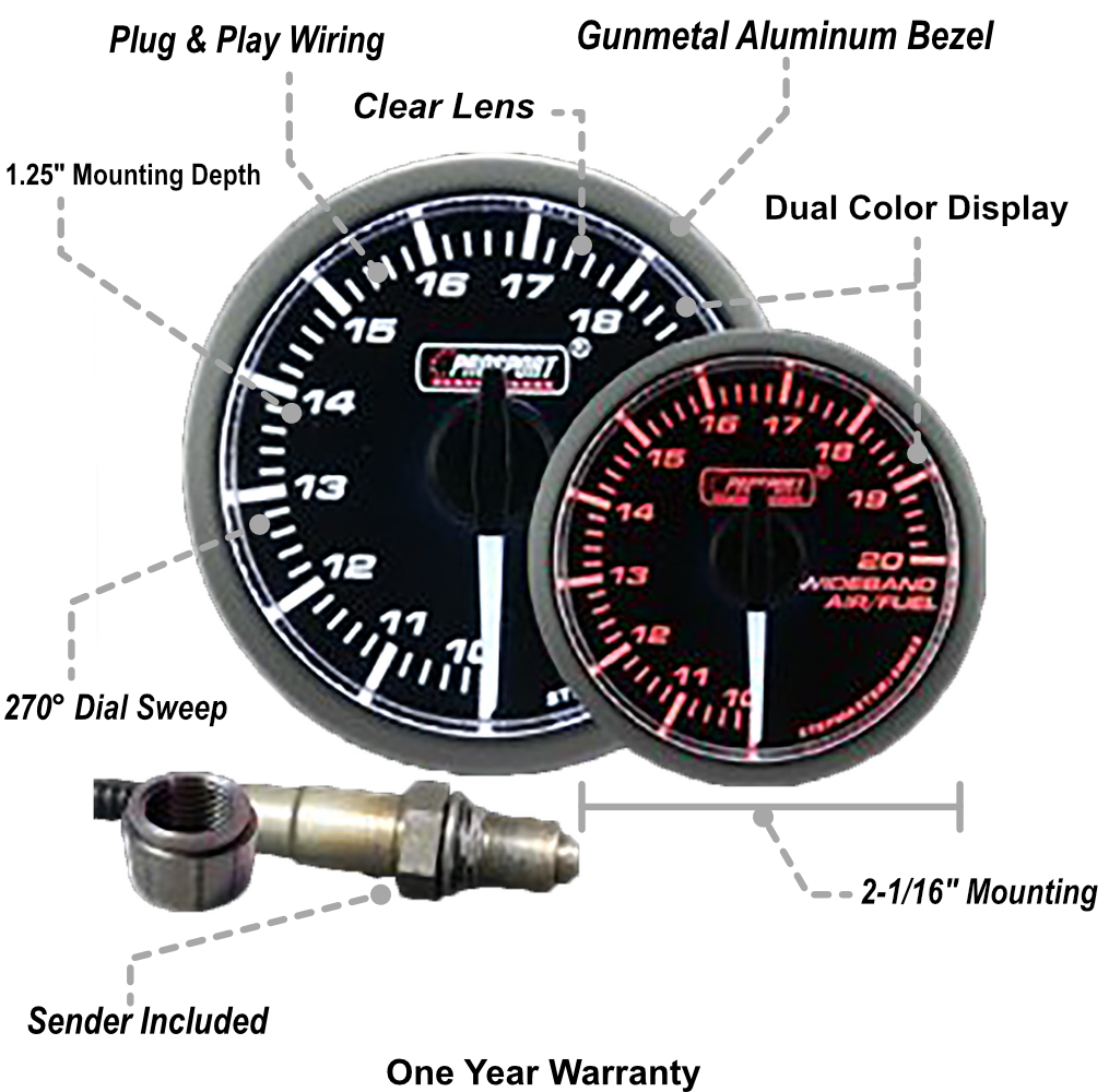 2-1/16" Wideband Premium White Pointer Clear Lens Air Fuel Ratio kit-Amber/White-thumbmail-2