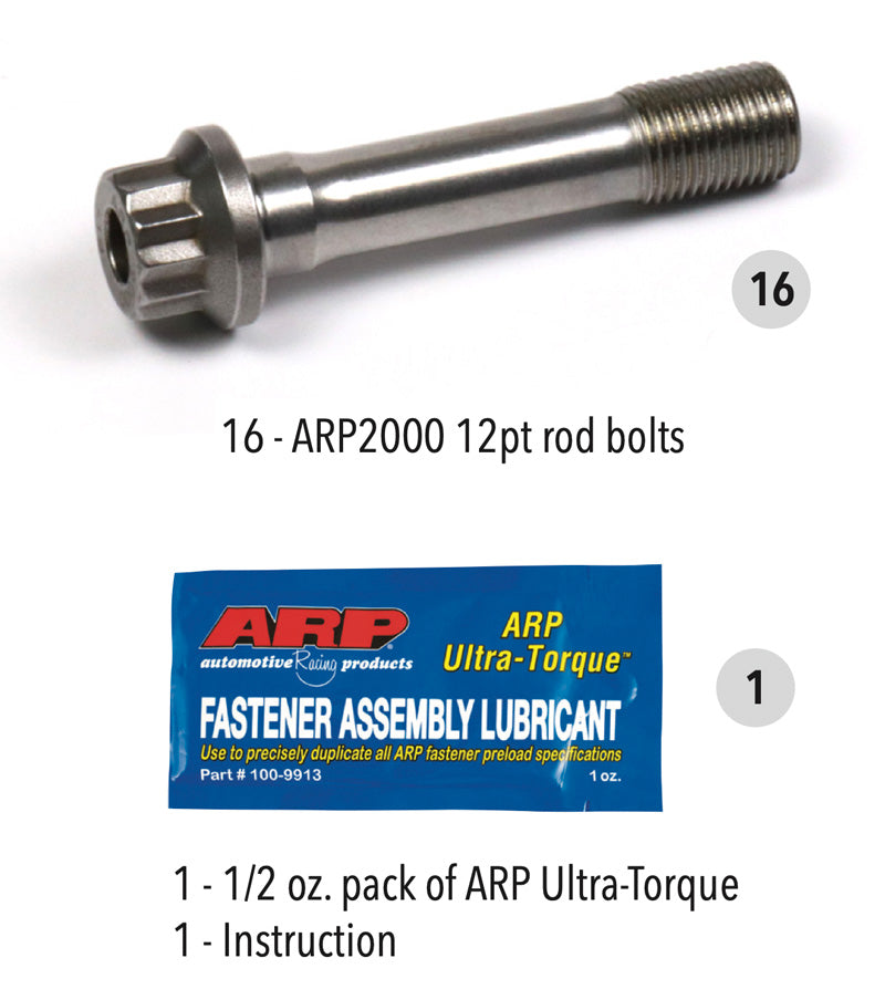 ARP 258-6301 connecting rod bolt — manufacturer photograph with kit quantity guide
