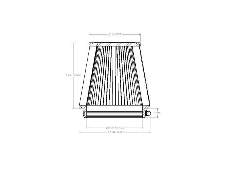 aFe POWER Universal Clamp-On Air Filter w/ D2 Dura-Dry Media - 6in F x 7.5in B x 5.5in T x 7in H-thumbmail-6