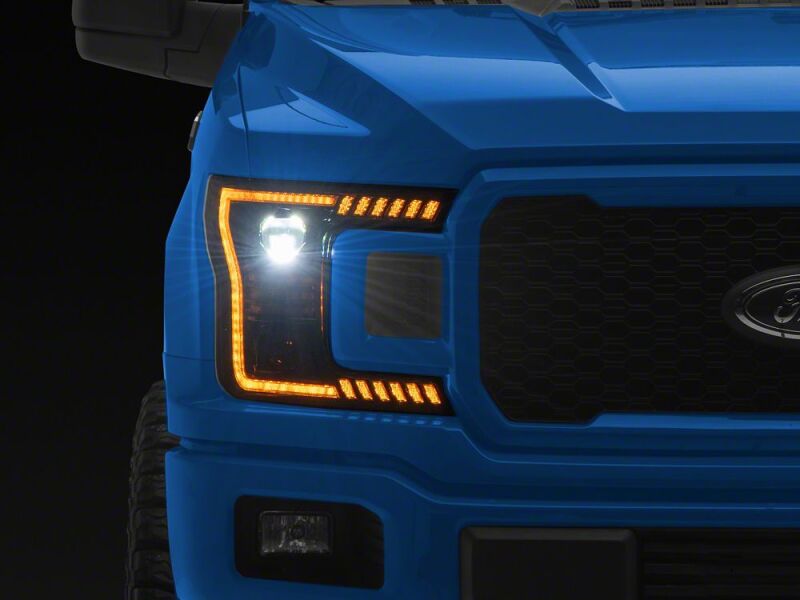 Raxiom 18-20 Ford F-150 LED Halo Surround Headlights with Amber DRL- Black Housing- Clear Lens-thumbmail-1