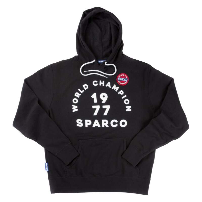 Sparco Sweatshirt Hooded 77 Black SMALL-thumbmail-1