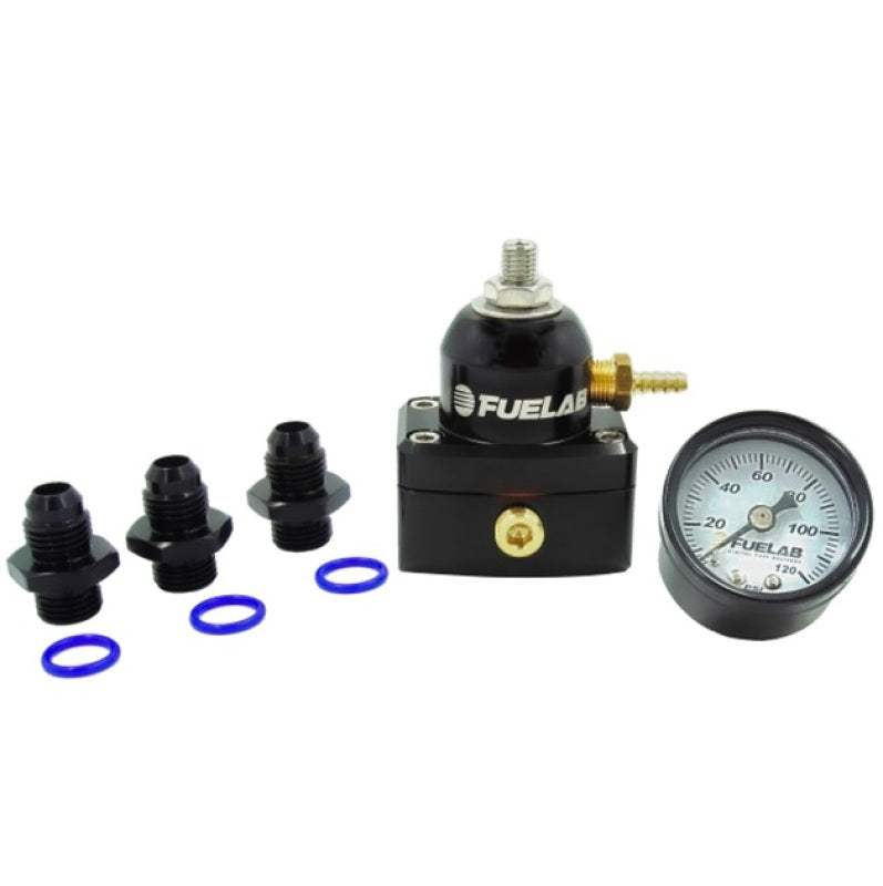 Fuelab 535 EFI Adjustable Mini FPR 25-90 PSI (2) -6AN In (1) -6AN Return (3) -6AN ORB w/Guage Kit-thumbmail-1