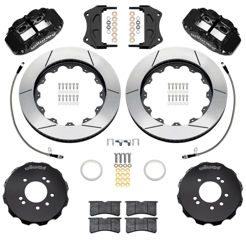 Wilwood 95-98 Nissan Skyline Superlite 6R Front BBK w/ 14in Slotted Rotors & Flexlines - Black-thumbmail-1