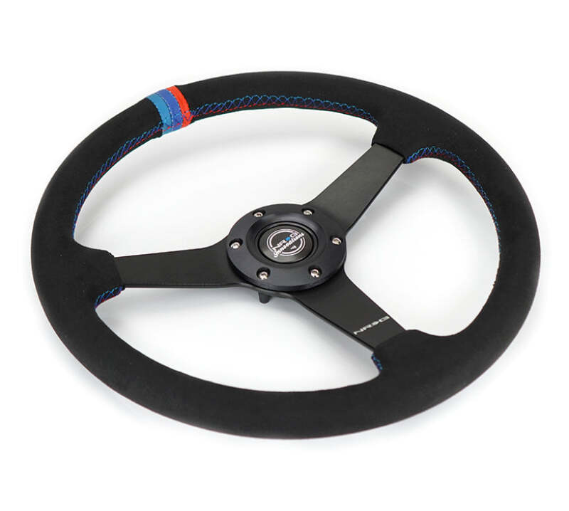 NRG Sport Wheel (350mm) 3 Solid Spokes - 1.5in Deep - Matte Black - Minty Fresh Miata Logo Etched-thumbmail-4