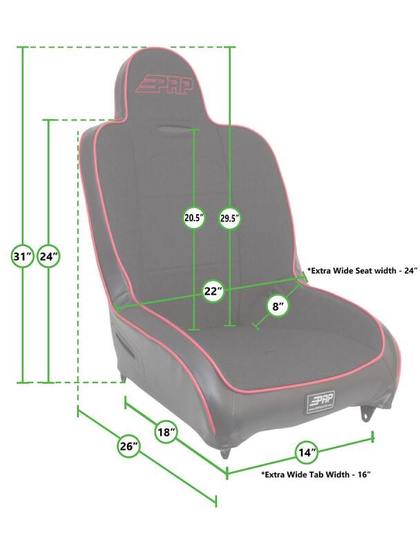 PRP Premier High Back Suspension Seat - Black Vinyl w/Silver PRP Logo-thumbmail-2