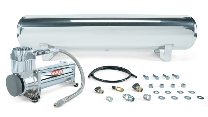 Air Lift 4 Gal. Polished Tank w/ Viair 444c Chrome Compressor (Incl. Fittings & Mounting Hardware)-thumbmail-1