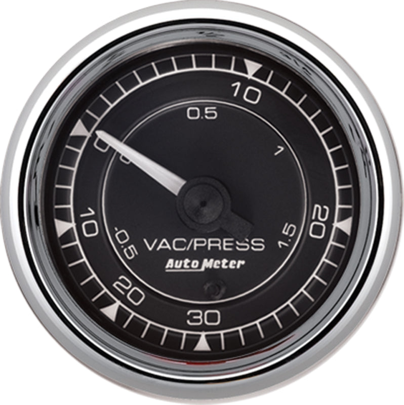 AutoMeter Chrono 2-1/16in VAC/Boost 30in HG/30PSI Mechanical Gauge