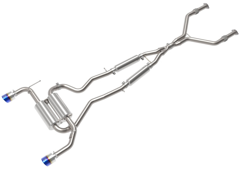 aFe 14-15 Infiniti Q50 V6 3.7L Takeda 2-1/2in 304 SS Cat-Back Exhaust System w/ Blue Flame Tips-thumbmail-1