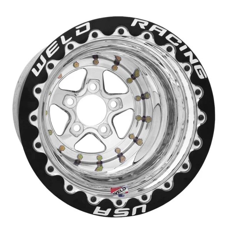 Weld Racing Alumastar - 15x16 / 5x4.75 / 4in BS - Black SBL MT - Polished Center - Polished Shell-thumbmail-1