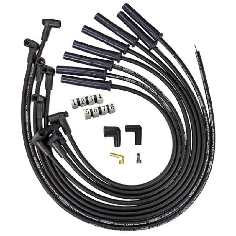 Moroso GM BBC 366-454 HEI-Style w/o Coil In Cap Ultra 40 8.5mm Multi-Angle Spark Plug Wire Set - Blk-thumbmail-1