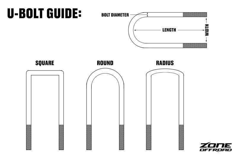 Zone Offroad 9/16in Dia x 3-1/4in W x 14in L U-Bolt (Round)-thumbmail-2