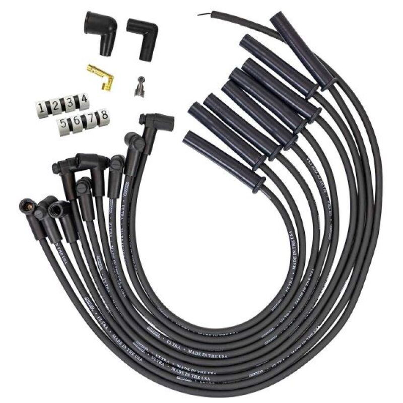 Moroso Ford 351C HEI-Style Cap Ultra 350 8mm Multi-Angle Boot Ignition Spark Plug Wire Set - Black-thumbmail-1