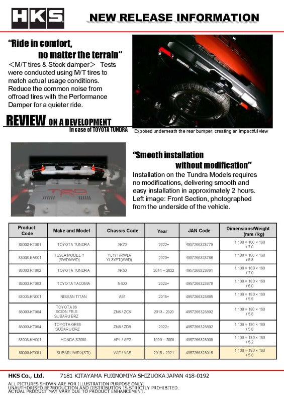 HKS Performance Damper for 2014 - 2020 Subaru WRX (STI)-thumbmail-3