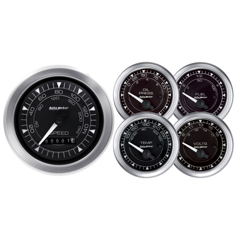 Autometer Chrono 3-3/8in & 2-1/16in Electronic Speedometer Gauge Kit - 5 Piece-thumbmail-1