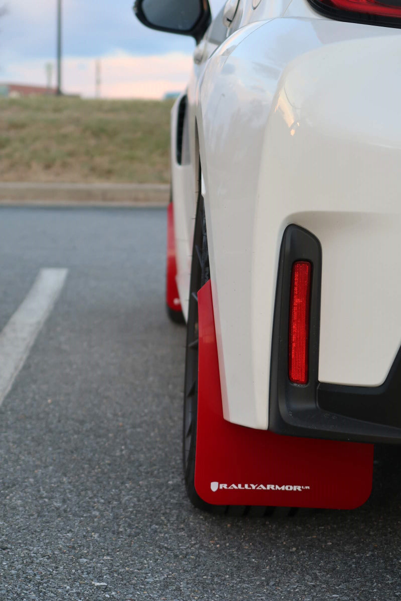 Rally Armor 2023 Toyota GR Corolla Red UR Mud Flap w/ White Logo-thumbmail-11