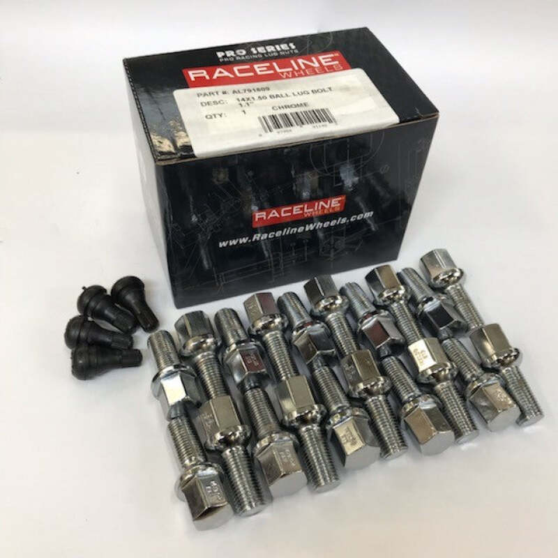 Raceline 14x1.50 1.1in Ball Seat Chrome Lug Bolts-thumbmail-1